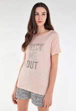 Carica l&#39;immagine nel visualizzatore di Gallery, FREDDY - T-Shirt Jersey Modal Grafica Check Me out in Tecnica Mista
