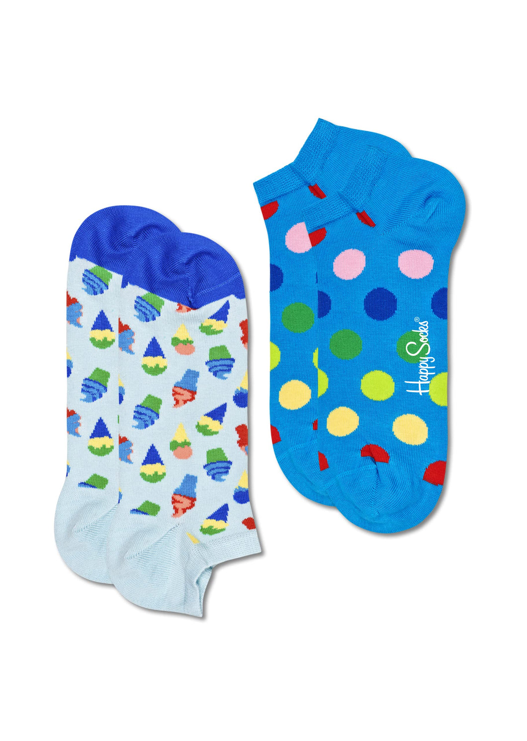 Happy Socks 2-Pack Ice Cream Low Sock, colorati e divertenti, calzini per uomo e donna, Blu-Rosa-Rosso-Arancia-Giallo-Verde