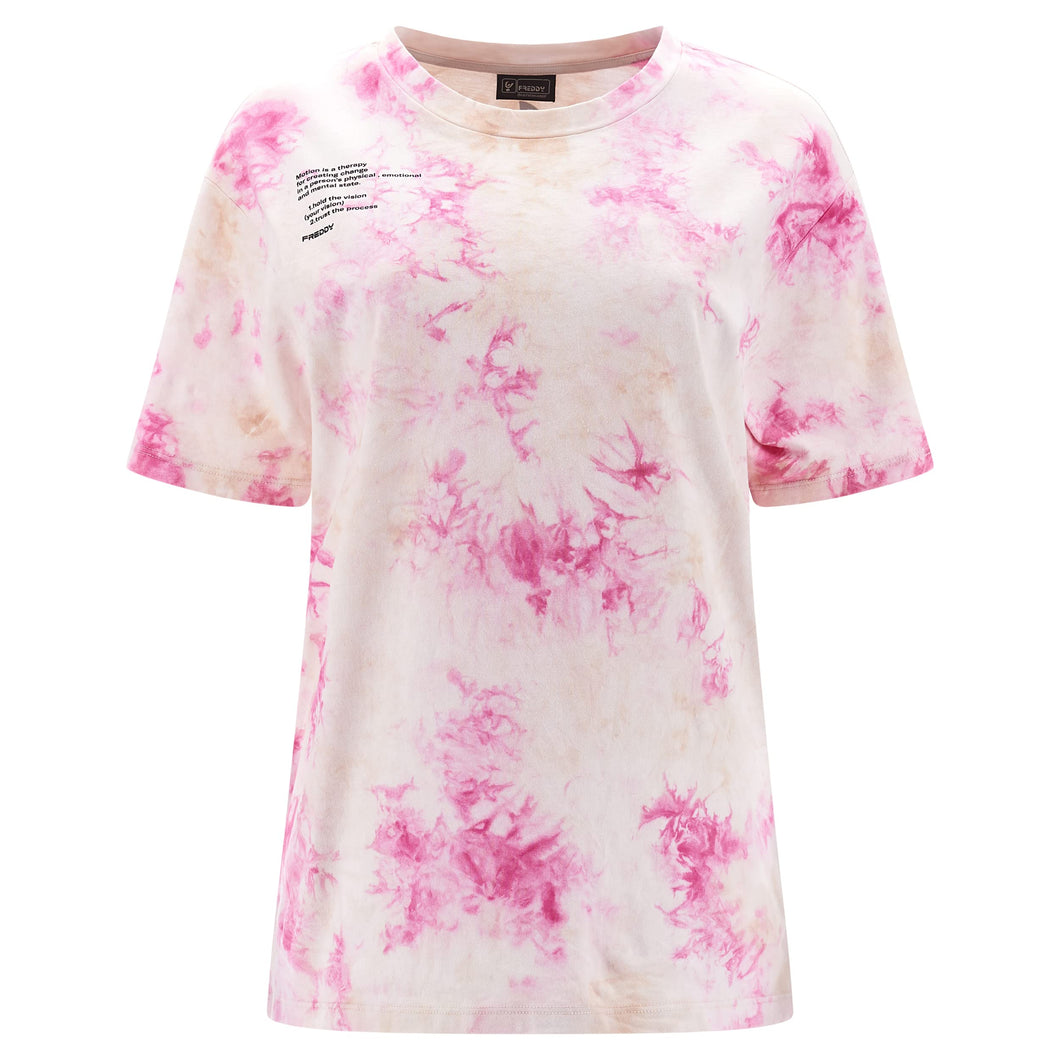FREDDY - T-Shirt in Cotone Tie Dye con Stampa Lettering