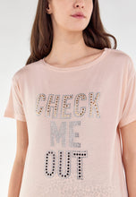 Carica l&#39;immagine nel visualizzatore di Gallery, FREDDY - T-Shirt Jersey Modal Grafica Check Me out in Tecnica Mista
