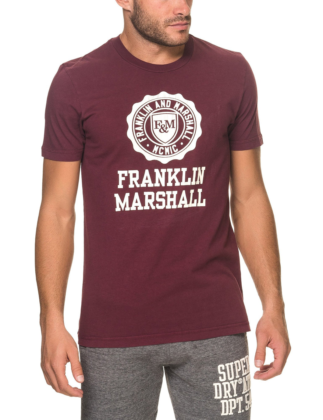 Franklin & Marshall t-shirt jersey logo vintage bordeaux (XXL)