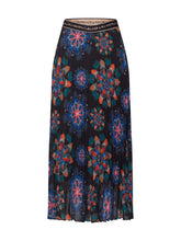 Carica l&#39;immagine nel visualizzatore di Gallery, Abasic Desigual FAL Delos Gonna Midi Plissettata Mandala - Black
