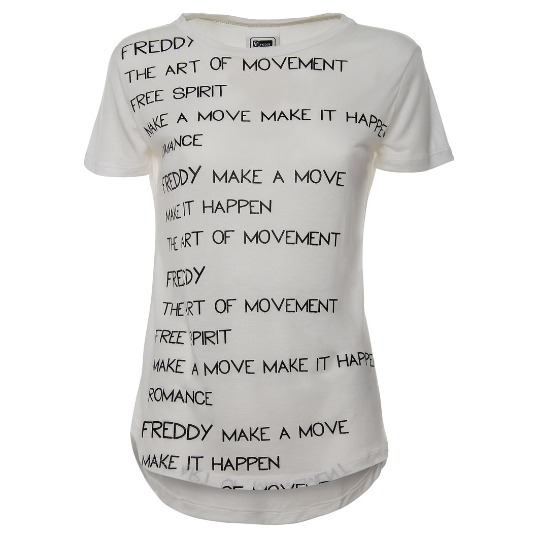 FREDDY T-Shirt in Jersey Lyocell con Stampa A Contrasto