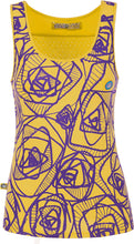 Carica l&#39;immagine nel visualizzatore di Gallery, E9 Dona - Canotta in Jersey bielastico con Disegno Floreale Davanti e Jersey Traforato sul Retro Gialla
