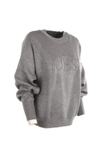 Carica l&#39;immagine nel visualizzatore di Gallery, ? Guess Donna Girocollo Maglia Logo Frontale Filo Argentato (L)
