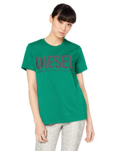 Carica l&#39;immagine nel visualizzatore di Gallery, Diesel Donna T-SILY T-Shirt in Cotone Manica Corta Verde con Logo Lucido (XS)
