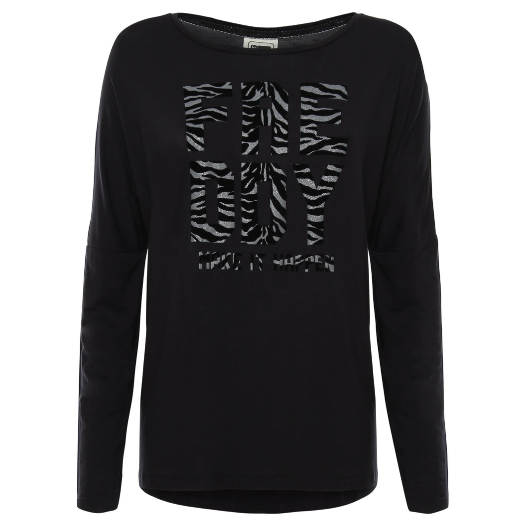 FREDDY T-SHIRT MANICA LUNGA IN JERSEY DI VISCOSA CON STAMPA LEOPARDATA