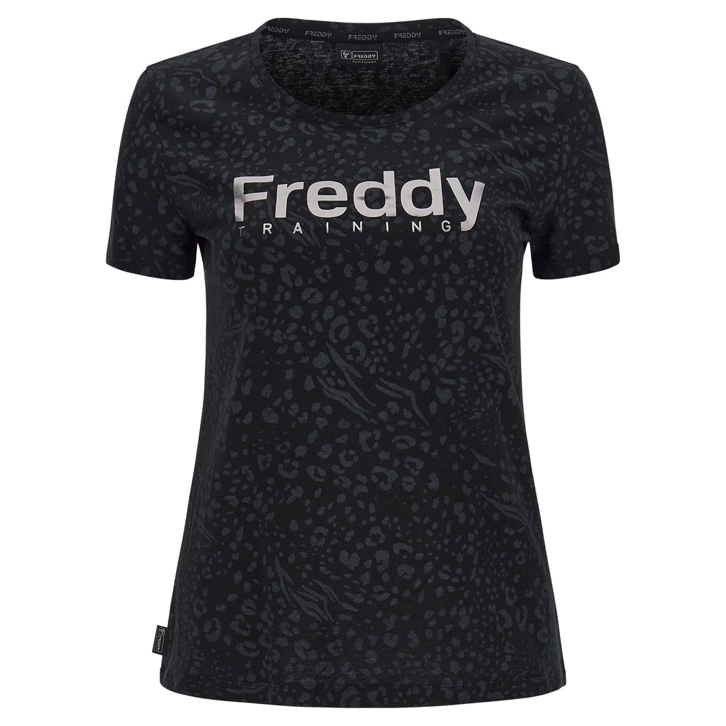 FREDDY - T-Shirt con Stampa Animalier all Over E Grafica Metal Gun