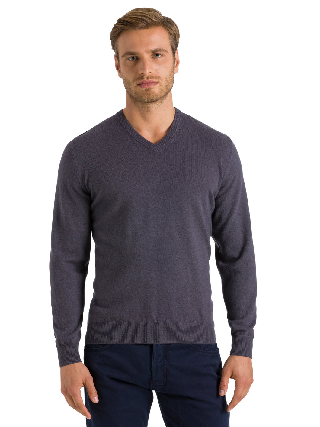 North Sails V NECK 12 GG maglia maglioncino uomo collo a V grigio piombo Lead