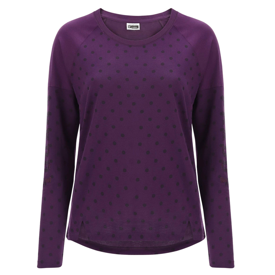 FREDDY - T-Shirt A Manica Lunga Training con Fantasia A Pois