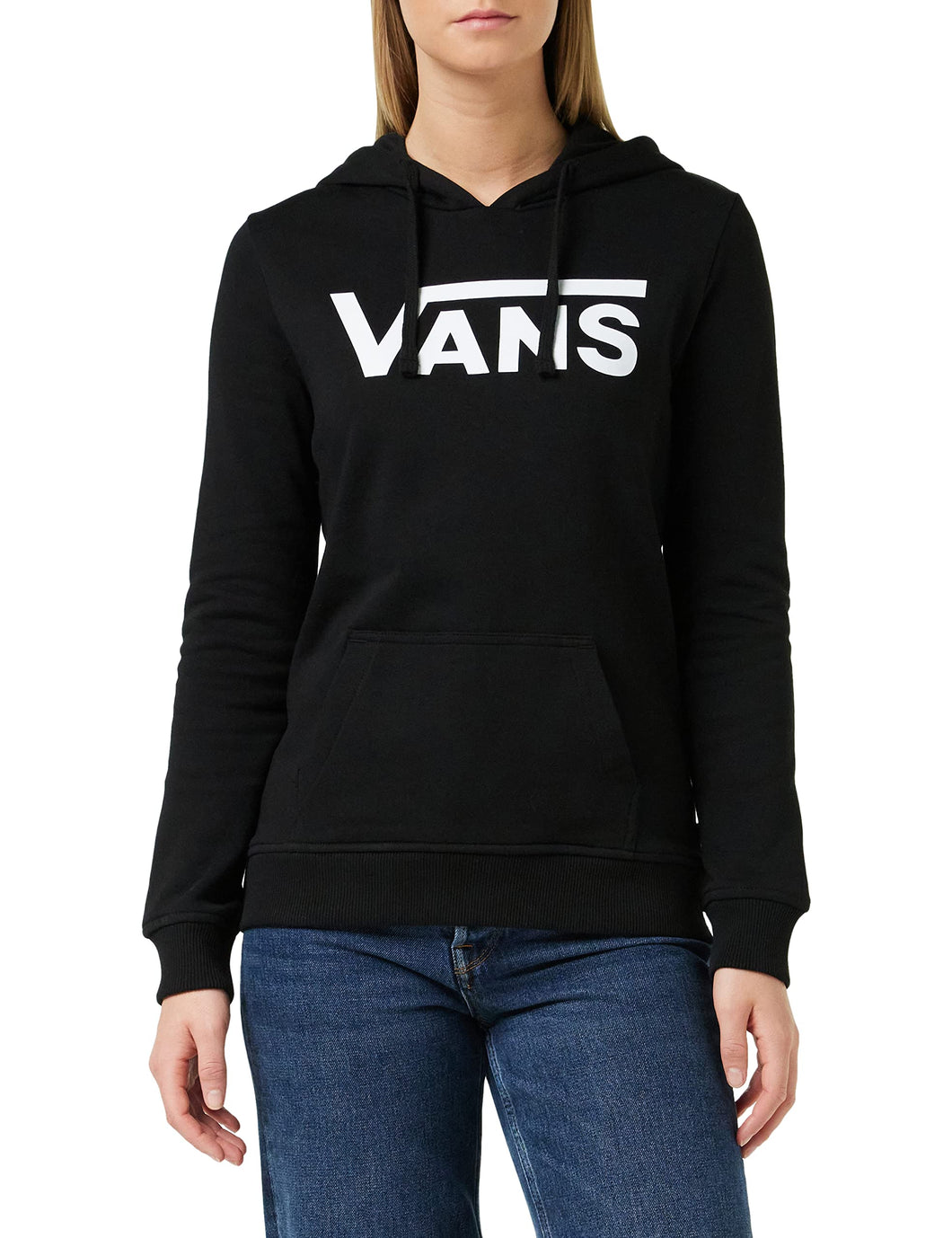 Vans Felpa con Cappuccio Classic V II, Nero, S Donna