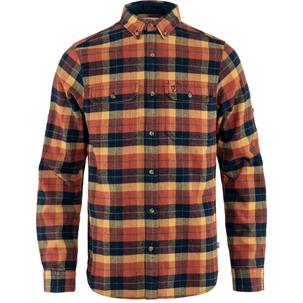 Fjällräven Singi Heavy Flannel Shirt M Maglietta a Maniche Lunghe, Autumn Leaf-Dark Navy, M Uomo