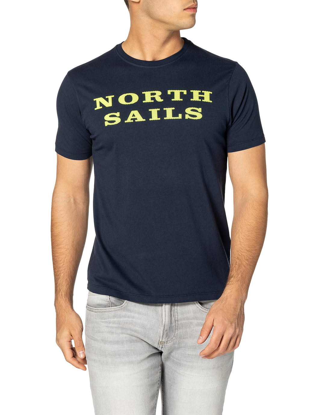 NORTH SAILS T-Shirt da Uomo in Jersey Blu Notte - 100% Cotone Biologico - vestibilità Regolare - Leggera con Girocollo e Maniche Corte - XL