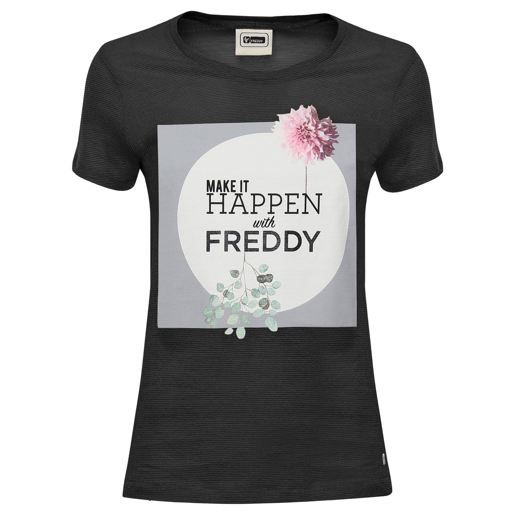 FREDDY T-Shirt in Jersey Lurex con Stampa Fotografica