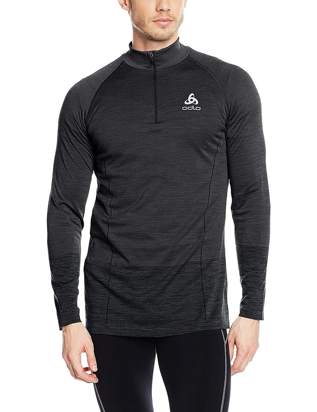 Odlo Strato Intermedio da Uomo 1/2 Zip, Senza Cuciture, Colletto Tondo, a Maniche Lunghe, He/Uni