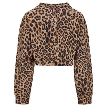 Carica l&#39;immagine nel visualizzatore di Gallery, FREDDY - Felpa Cropped Girocollo Animalier con Lettering su Un Fianco
