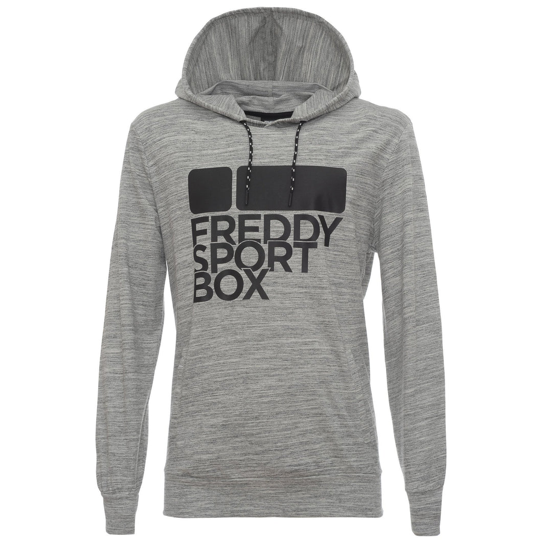 FREDDY FELPA IN FRECH TERRY MELANGÉ CON GRANDE STAMPA E LOGO NO-LOGO SUL FRONTE