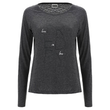Carica l&#39;immagine nel visualizzatore di Gallery, FREDDY T-Shirt Regular Nero mélange con Manica Lunga Raglan
