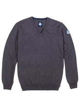 Carica l&#39;immagine nel visualizzatore di Gallery, North Sails V NECK 12 GG maglia maglioncino uomo collo a V grigio piombo Lead
