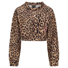 Carica l&#39;immagine nel visualizzatore di Gallery, FREDDY - Felpa Cropped Girocollo Animalier con Lettering su Un Fianco
