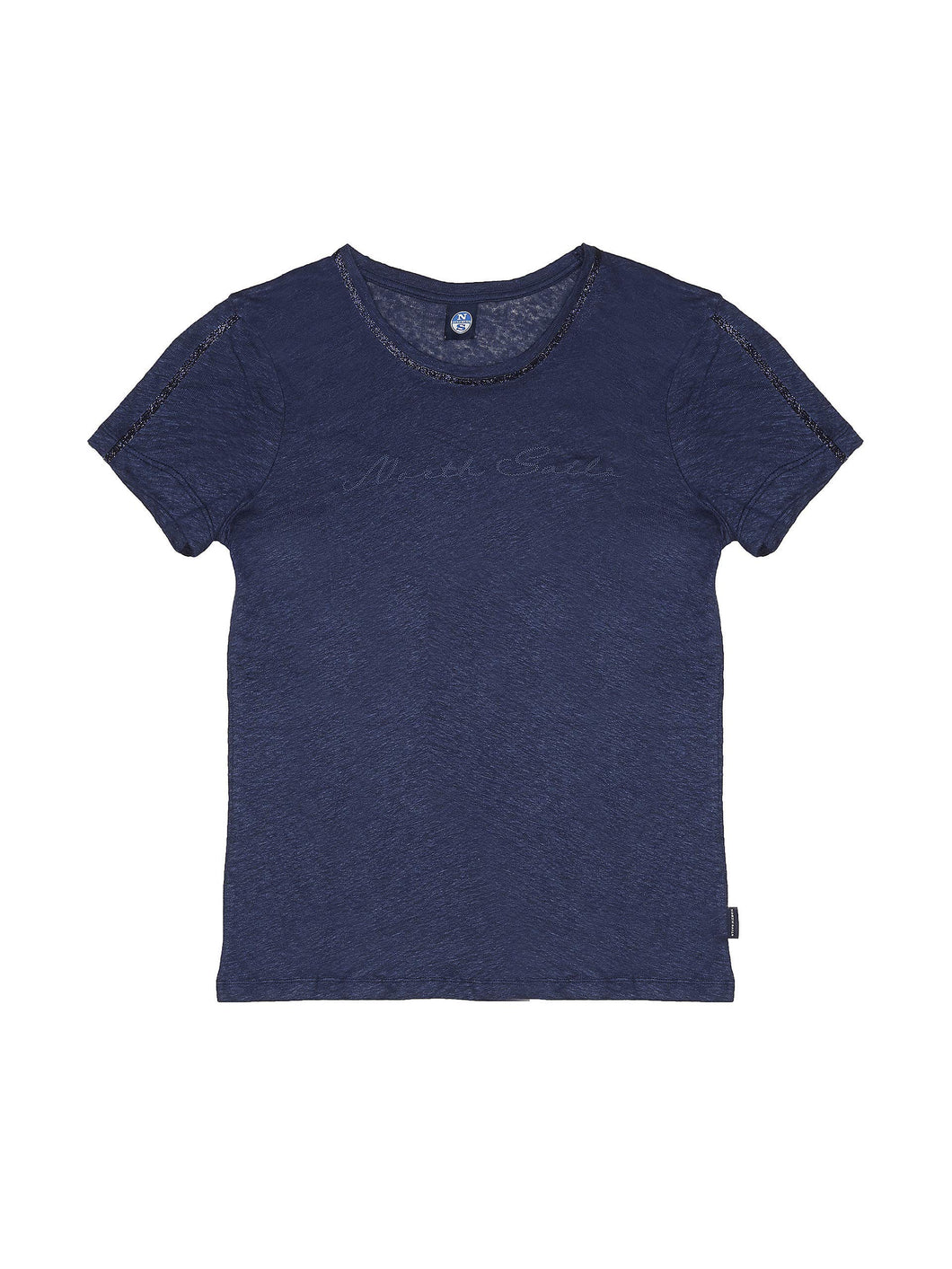 NORTH SAILS T-Shirt da Donna di Lino e Lurex - vestibilità Rilassata con Maniche Corte e Scollo Tondo Classico