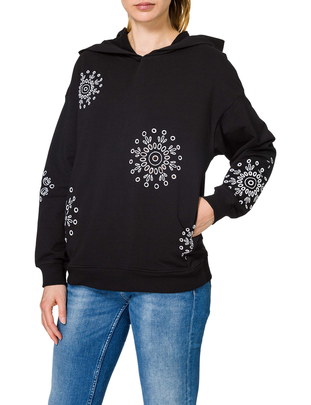 Desigual Felpa con Cappuccio Swiss Emboi Maglia di Tuta Donna