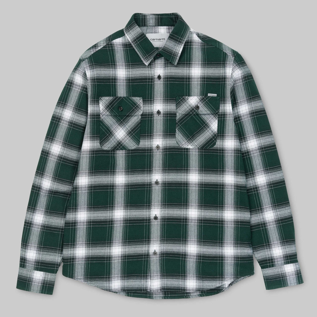 Carhartt WIP L/S Rigg Shirt camicia uomo felpatina check Verde Parsley