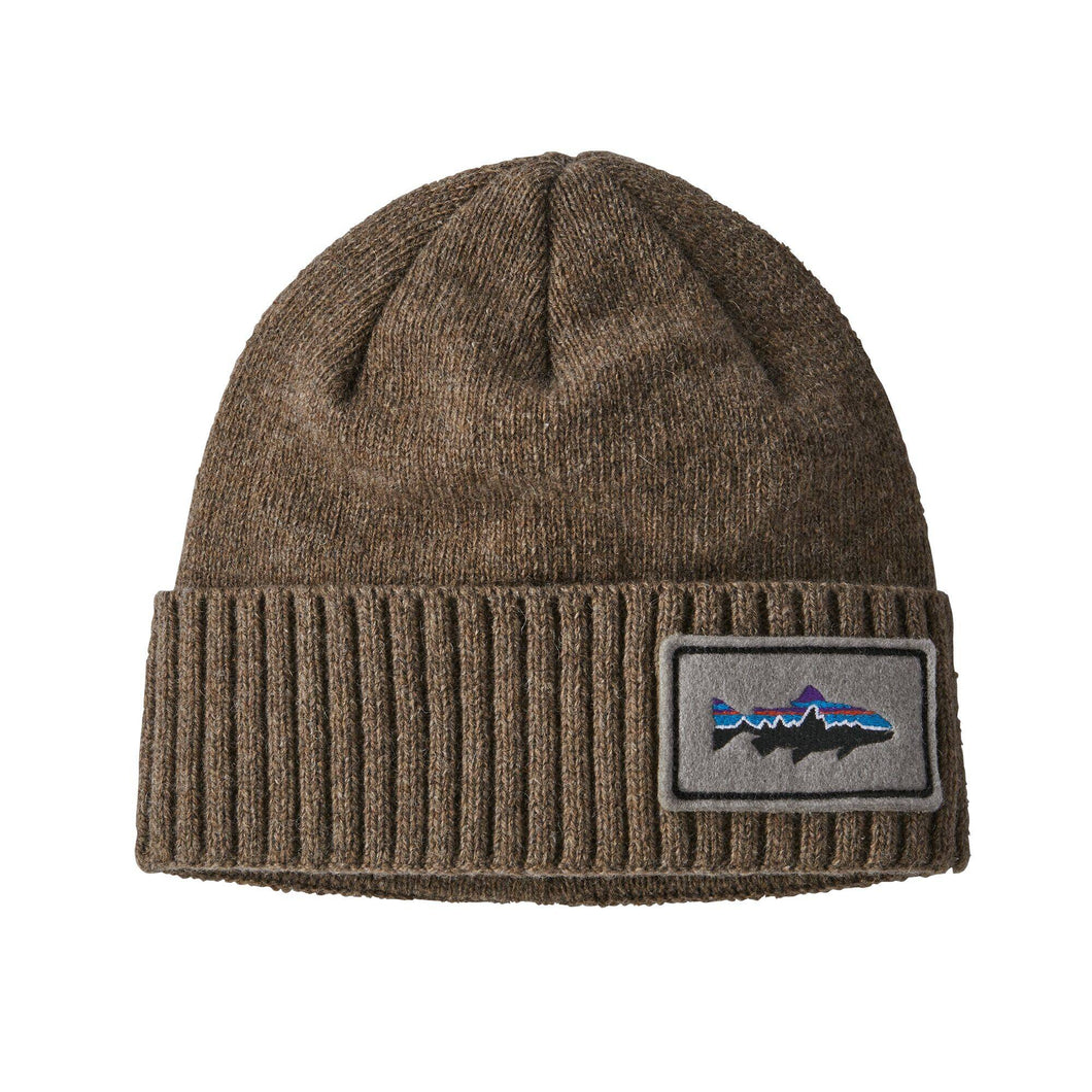 PATAGONIA BRODEO BEANIE FITZ ROY PATCH Berretto Cappellino Pesce Ash Tan