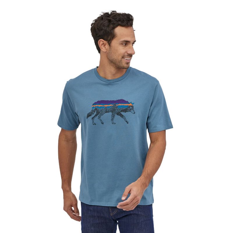 Patagonia Men's Back for Good Organic Cotton T-Shirt Uomo Lupo Pigeon Blue Wolf