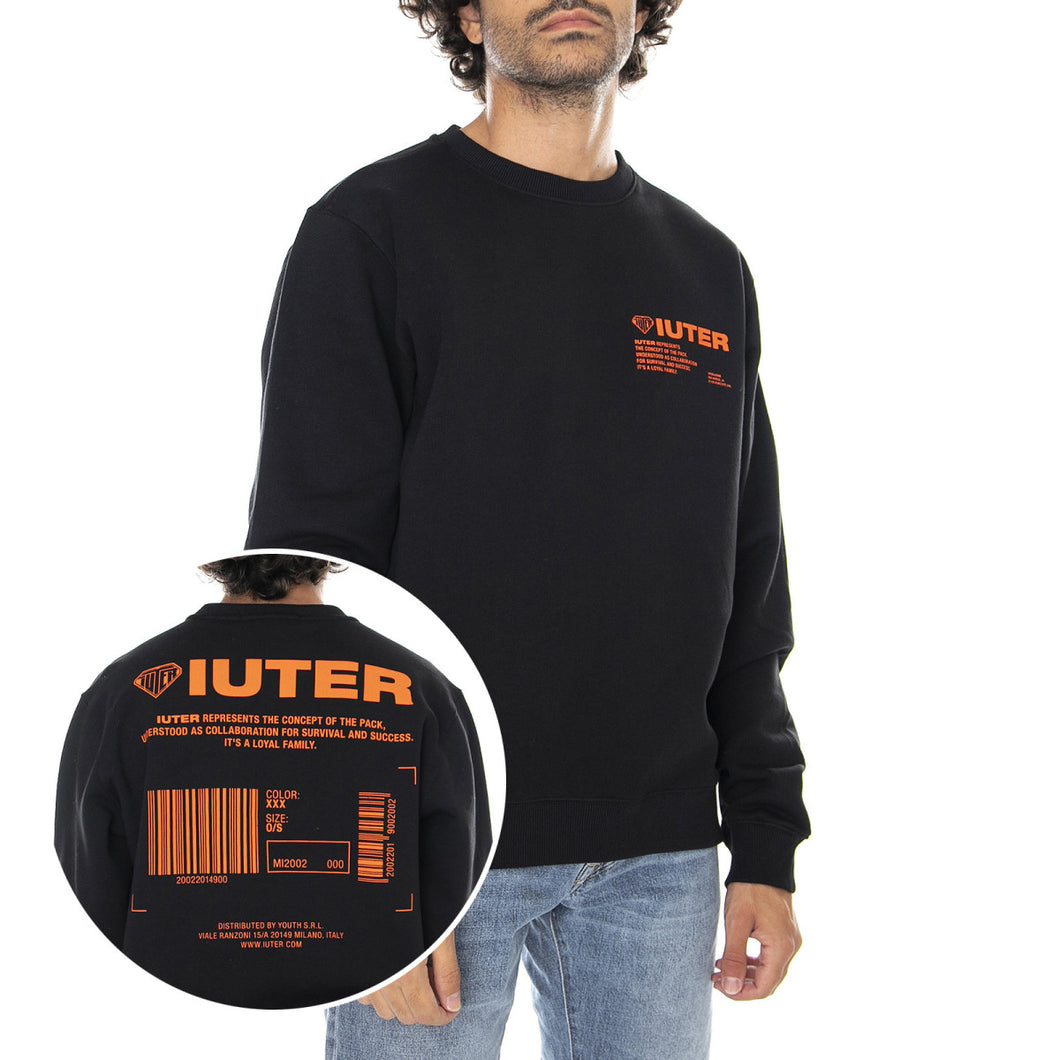 IUTER Info Crew Sweatshirt - Black - Felpa Girocollo Uomo Nera taglia XL