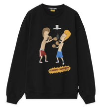 Carica l&#39;immagine nel visualizzatore di Gallery, IUTER B&amp;B Beavis and Butt-Head KNOCKOUT CREWNECK Felpa Uomo - BLACK
