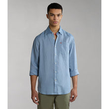 Carica l&#39;immagine nel visualizzatore di Gallery, Napapijri Camicia in Lino uomo A Maniche Lunghe G-Creton Blue Faded
