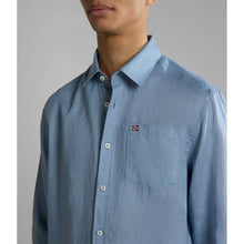 Carica l&#39;immagine nel visualizzatore di Gallery, Napapijri Camicia in Lino uomo A Maniche Lunghe G-Creton Blue Faded
