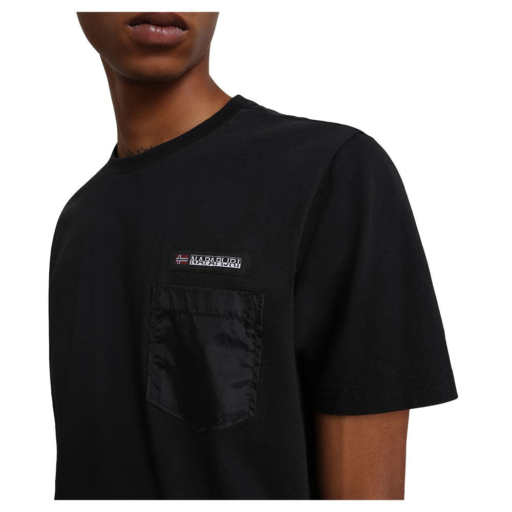 Napapijri Maglietta T-shirt Uomo Samix con taschino Black Nera