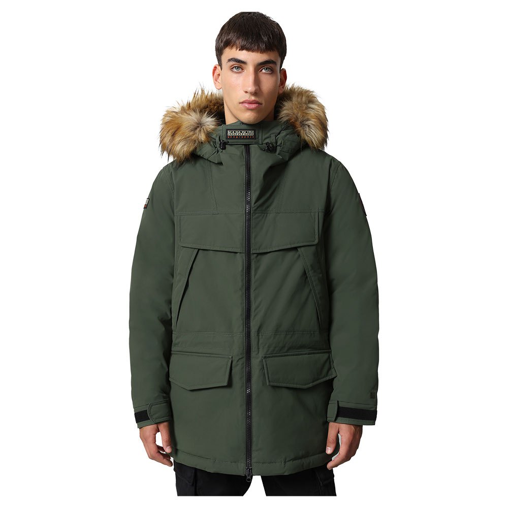 Napapijri Parka Giacca lunga uomo Skidoo OP Long 3 Verde Green Depths